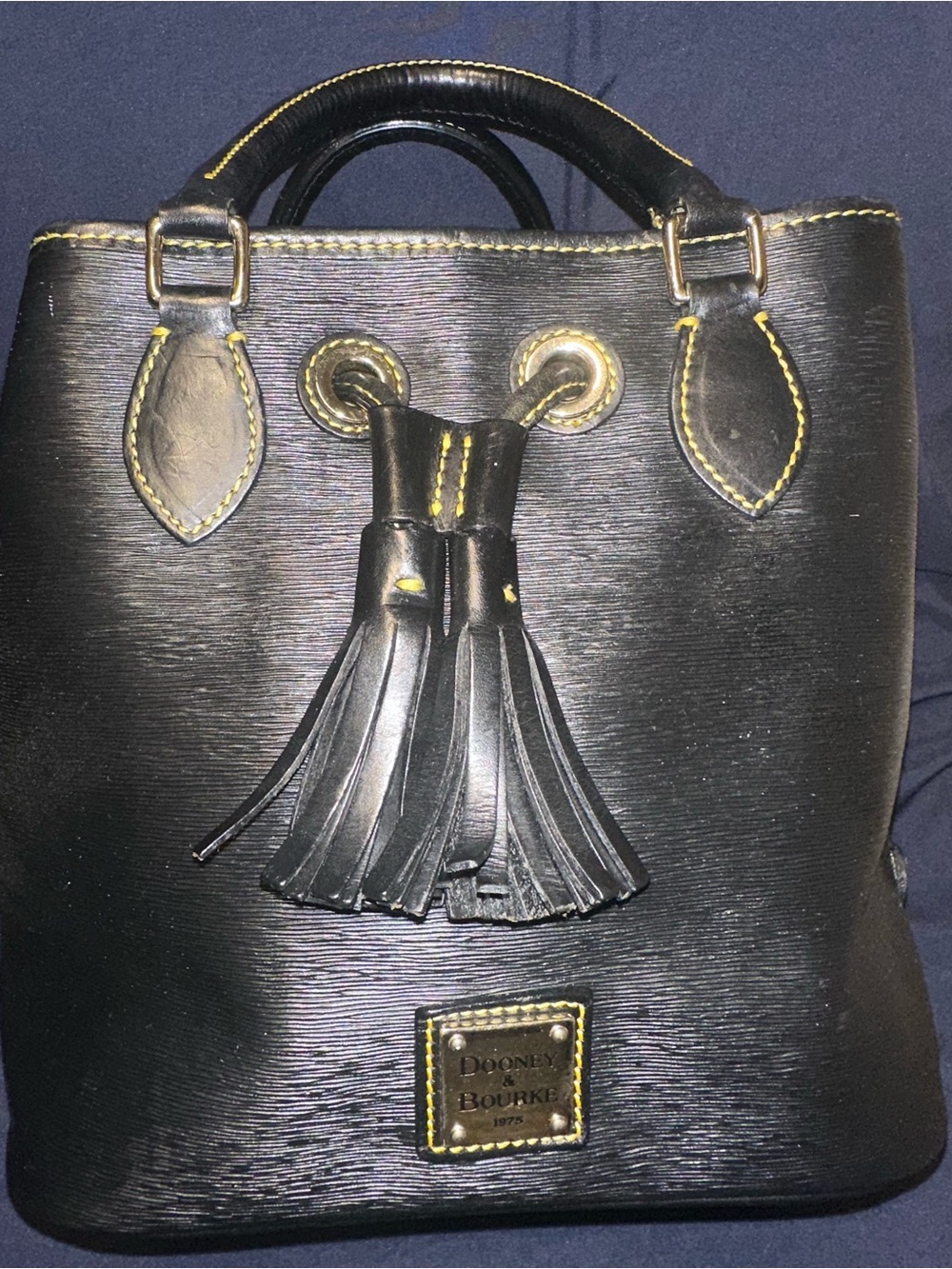 Dooney & Bourke Black Coated Canvas/ Leather Trim Bucket Bag  *NO STRAP*